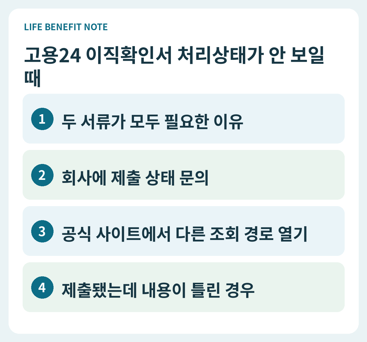 고용24 이직확인서 처리상태가 안 보일 때｜상실신고와 구분 판단 순서: 두 서류가 모두 필요한 이유, 회사에 제출 상태 문의, 공식 사이트에서 다른 조회 경로 열기, 제출됐는데 내용이 틀린 경우